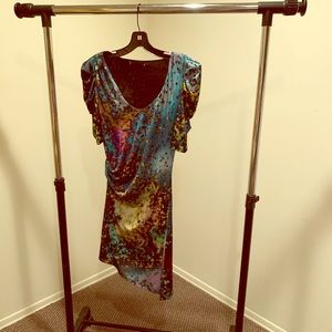 silky jersey watercolor abstract print dress